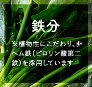 鉄分※植物性にこだわり、非ヘム鉄（ピロリン酸第二鉄）を採用しています