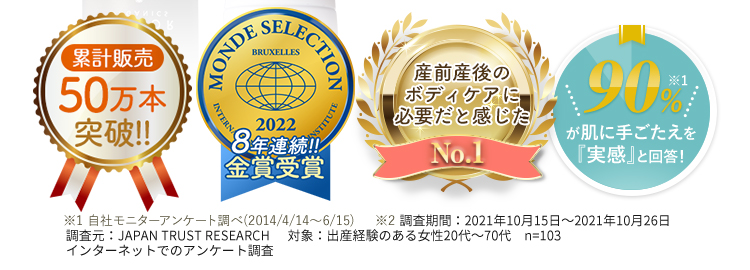 累計販売50万本突破!!｜モンドセレクション8年連続!!金賞受賞
